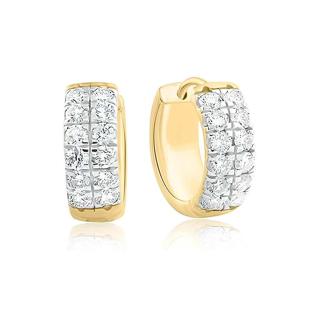 1.25 ct. Round Diamonds Hoop Earrings in 14k Yellow Gold