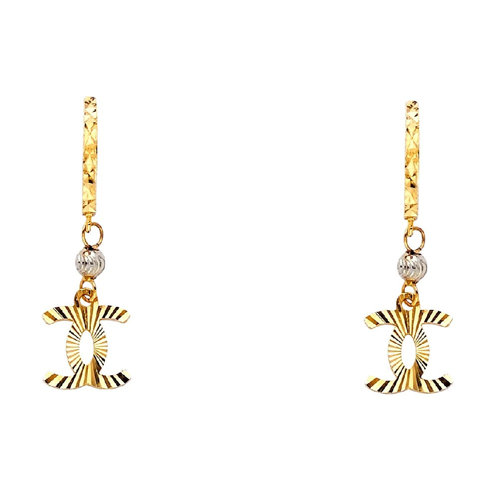 14k Yellow Gold Fancy Design Hanging Earrings
