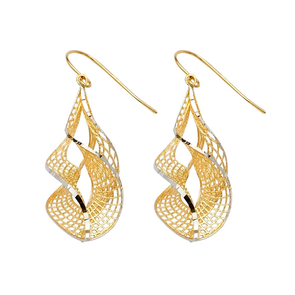 Fancy Dangling Earrings in 14K Yellow & White Gold