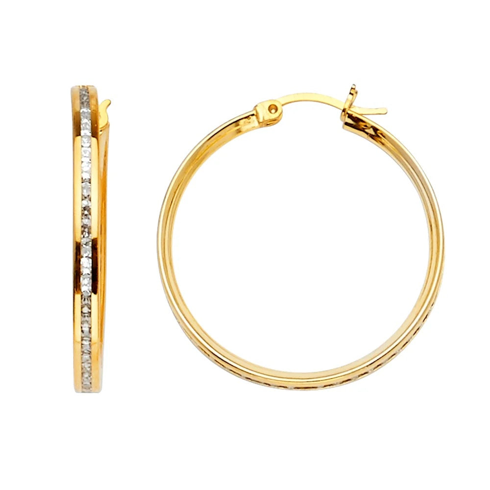 0.50 ct. Lab Grown Diamonds Channel Hoop Earrings in 14k Yellow Gold