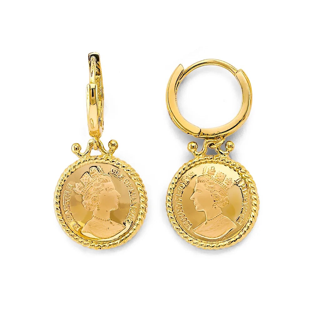 Queen Elizabeth Drop Earrings in 14k Yellow Gold