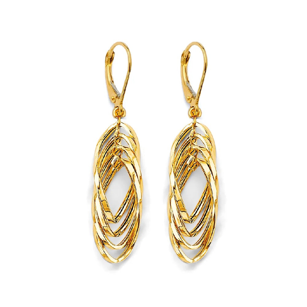 Hanging Hollow Tube Earrings in 14k Yellow Gold