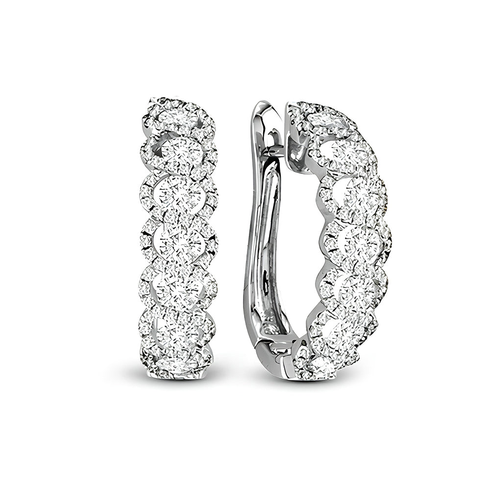1.88 ct. Natural Diamonds Fashion Hoop Earring in 18k White Gold