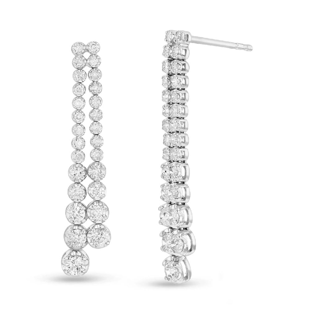 1.00 ct. Natural Round Diamonds Drop Earrings in 14k White Gold