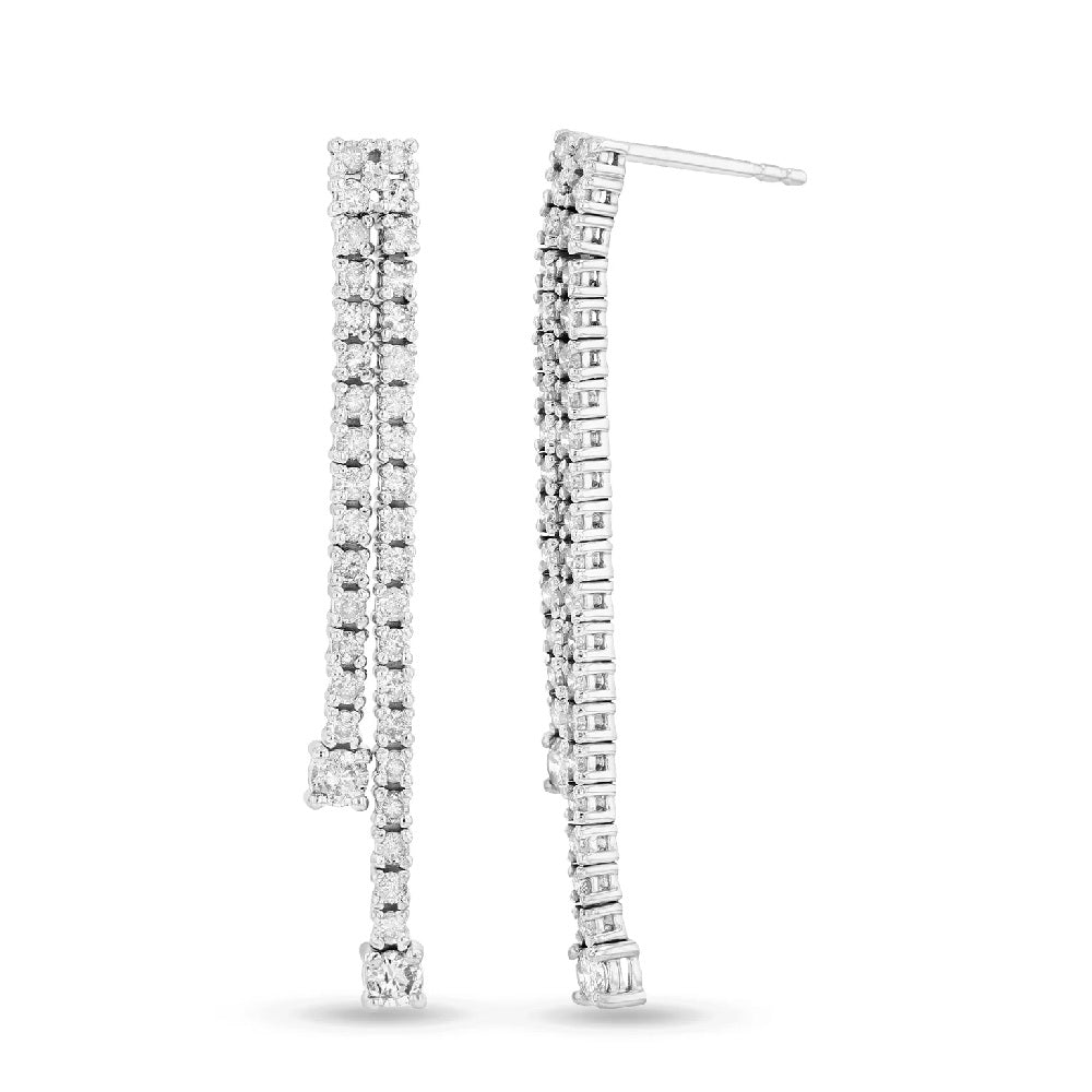 1.51 ct. Natural Round Diamonds Drop Earrings in 14k White Gold