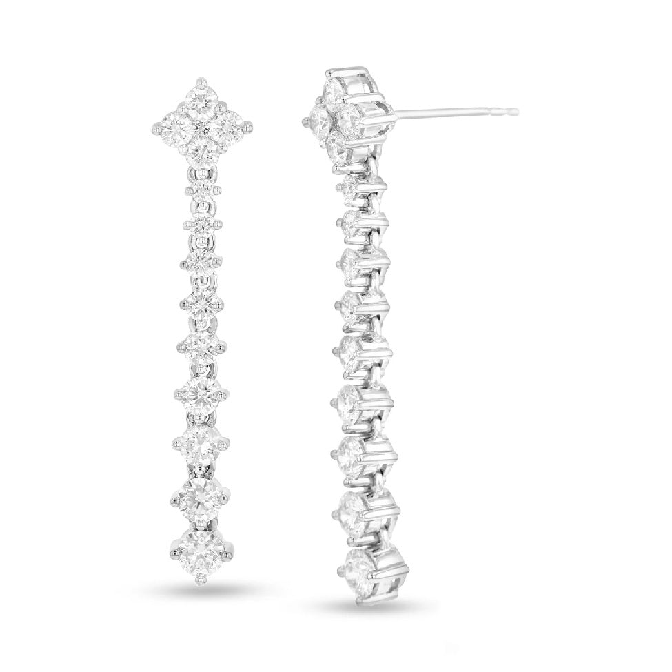 1.94 ct. Natural Round Diamonds Dangling Earrings in 18k White Gold
