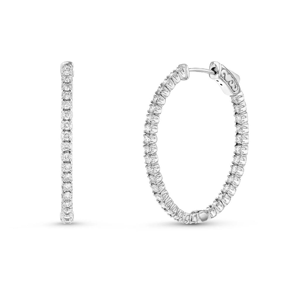 2.00 ct. Natural Diamonds Hoop Earrings in 14k White Gold