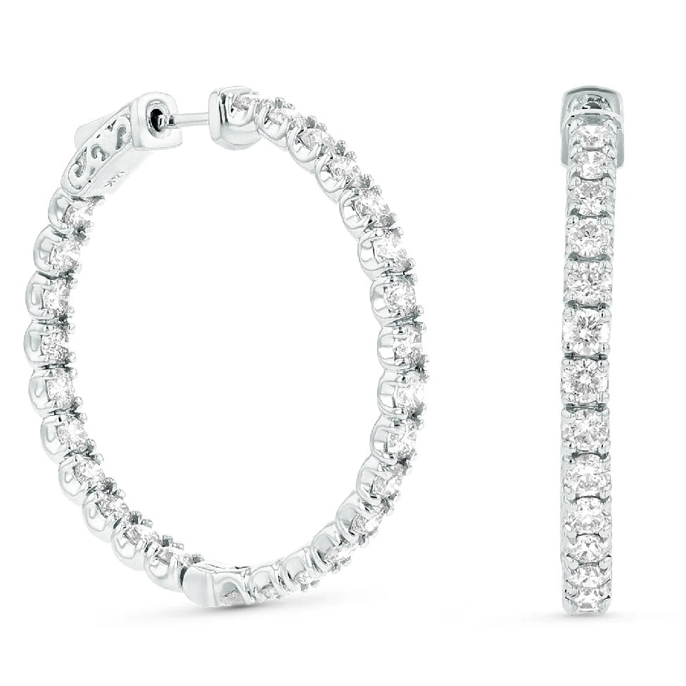 5.00 ct. Natural Diamonds Hoop Earrings in 14k White Gold