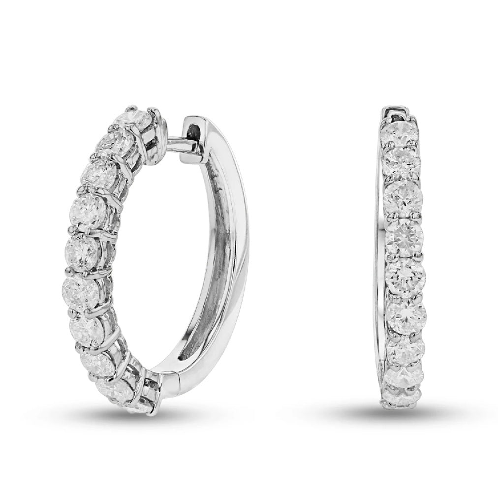 1.25 ct. Natural Round Diamonds Hoop Earrings in 14k White Gold