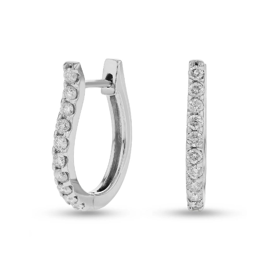 0.50 ct. Natural Round Diamonds Hoop Earrings in 14k White Gold
