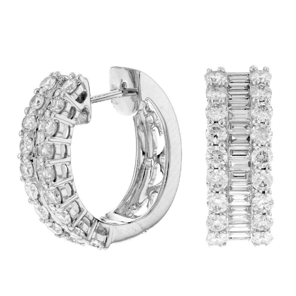 3.20 ct. Natural Diamonds Hoop Earrings in 18k White Gold