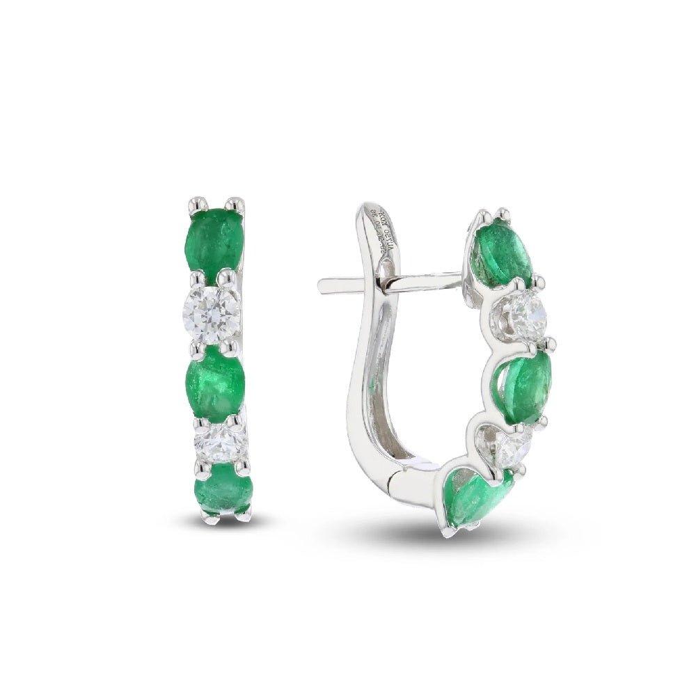 1.65 ct. Natural Blue Sapphires & Diamonds Hoop Earrings in 18k White Gold