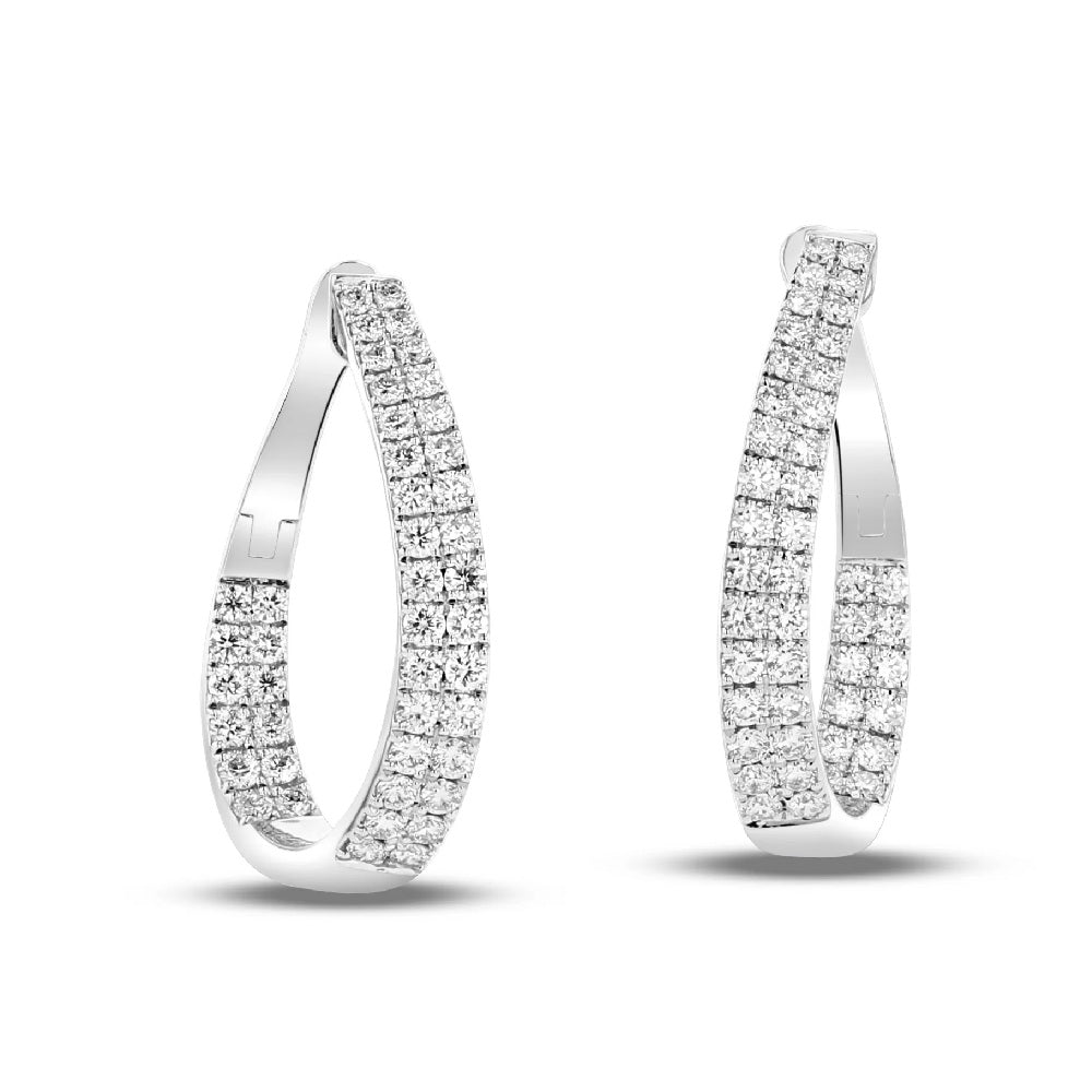 1.13 ct. Natural Round Diamonds Fashion Hoop Earrings in 18k White Gold
