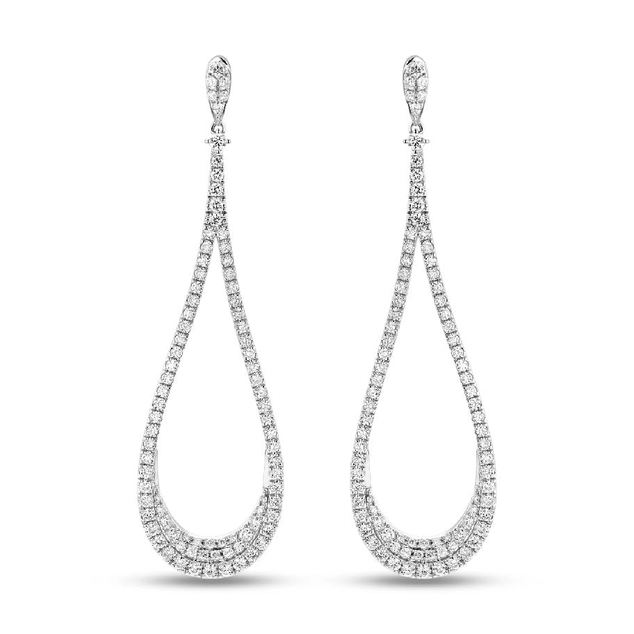 1.63 ct. Natural Round Diamonds Dangling Earrings in 18k White Gold