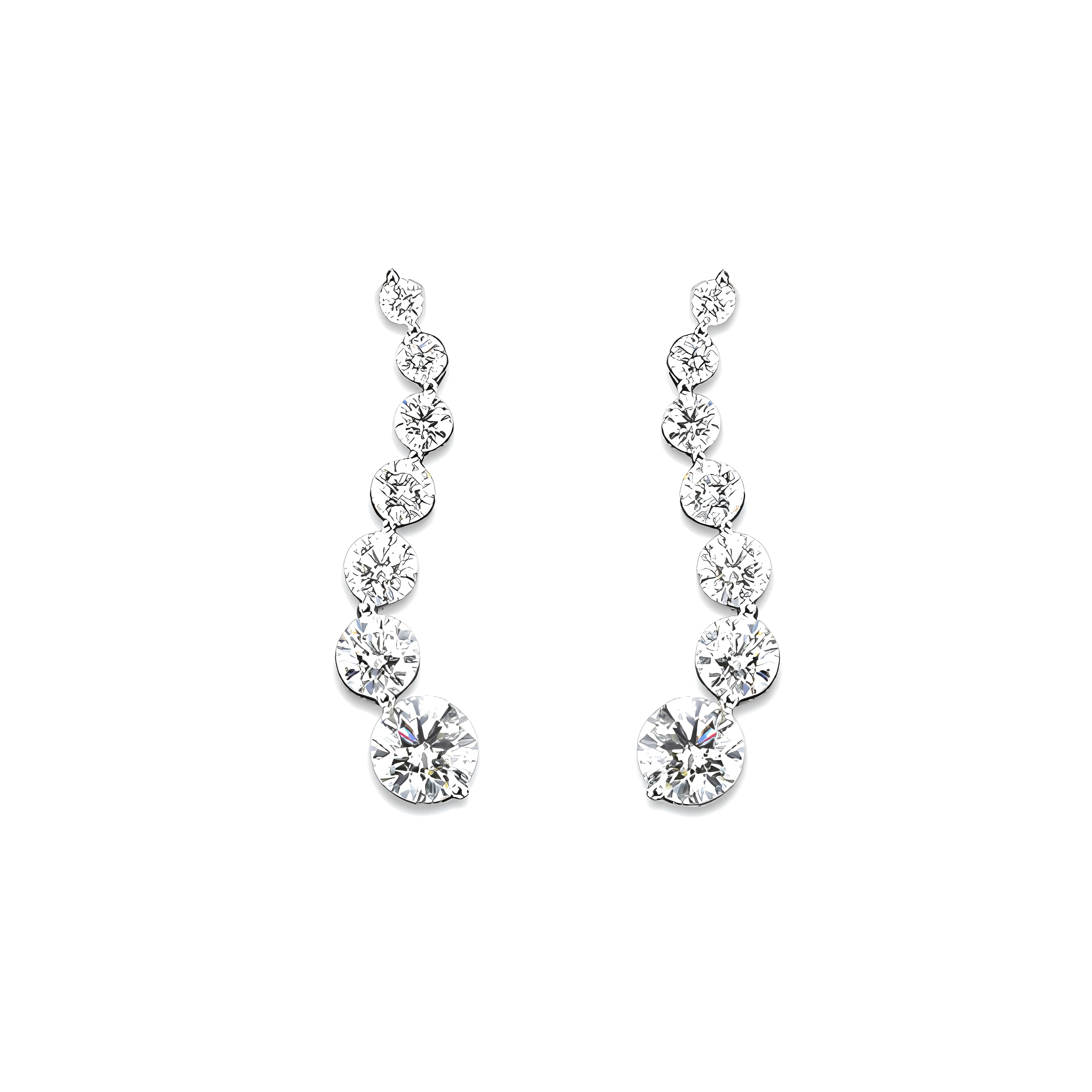 1.00 ct. Natural Round Diamonds Journey Earrings in 14k White Gold