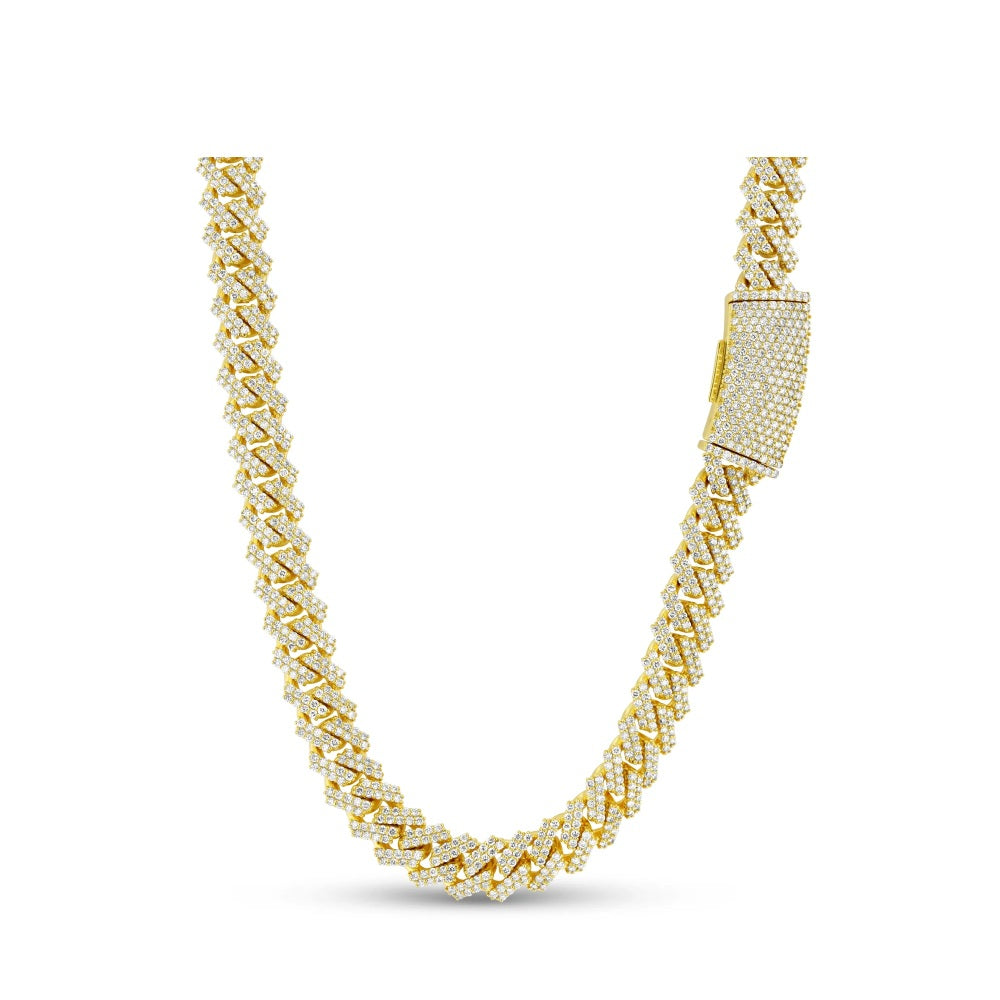 22" 18.95 ct. Natural Diamonds Miami Cuban Necklace in 14k Yellow Gold