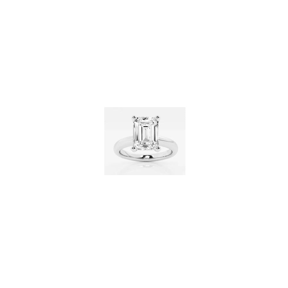 1.70 ct. Natural Emerald Cut Diamond Solitaire Comfort Ring in 14k White Gold
