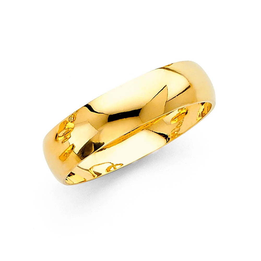 6.0mm High Polished Wedding Band in 14k Yellow Gold