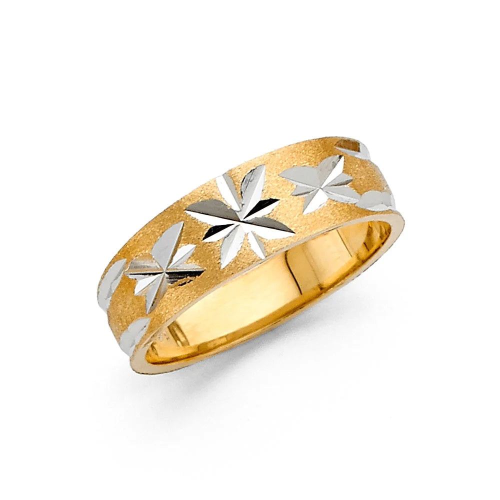 6.0mm Designer Wedding Band in 14k Yellow & White Gold