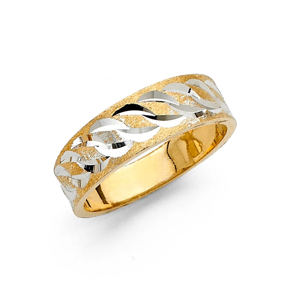 6.0mm Designer Wedding Band in 14k Yellow & White Gold