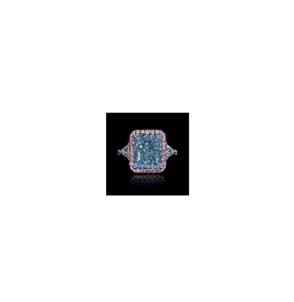 GIA 8.04 ct. Fancy Light Blue & Pink Diamonds Ring in 18k White Gold