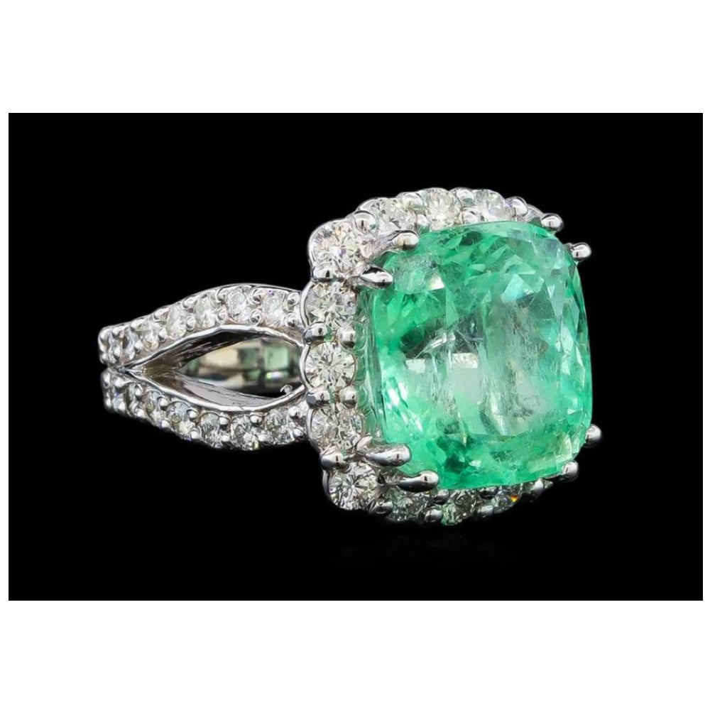 GIA 9.75 ct. Emerald & Diamonds Fashion Ring in 14k White Gold