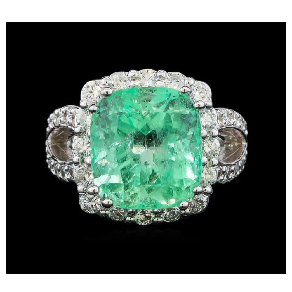 GIA 9.75 ct. Emerald & Diamonds Fashion Ring in 14k White Gold