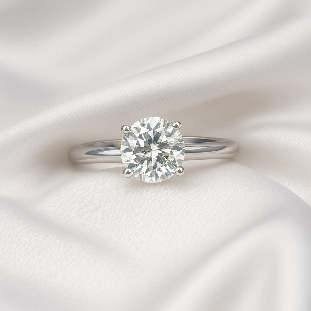 GIA 1.01 ct. Natural Round Diamond Solitaire Ring in 14k White Gold