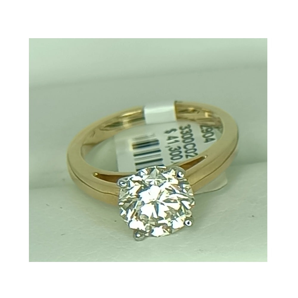 GIA 2.59 ct. Natural Round Diamond Solitaire Ring in 10k Yellow Gold