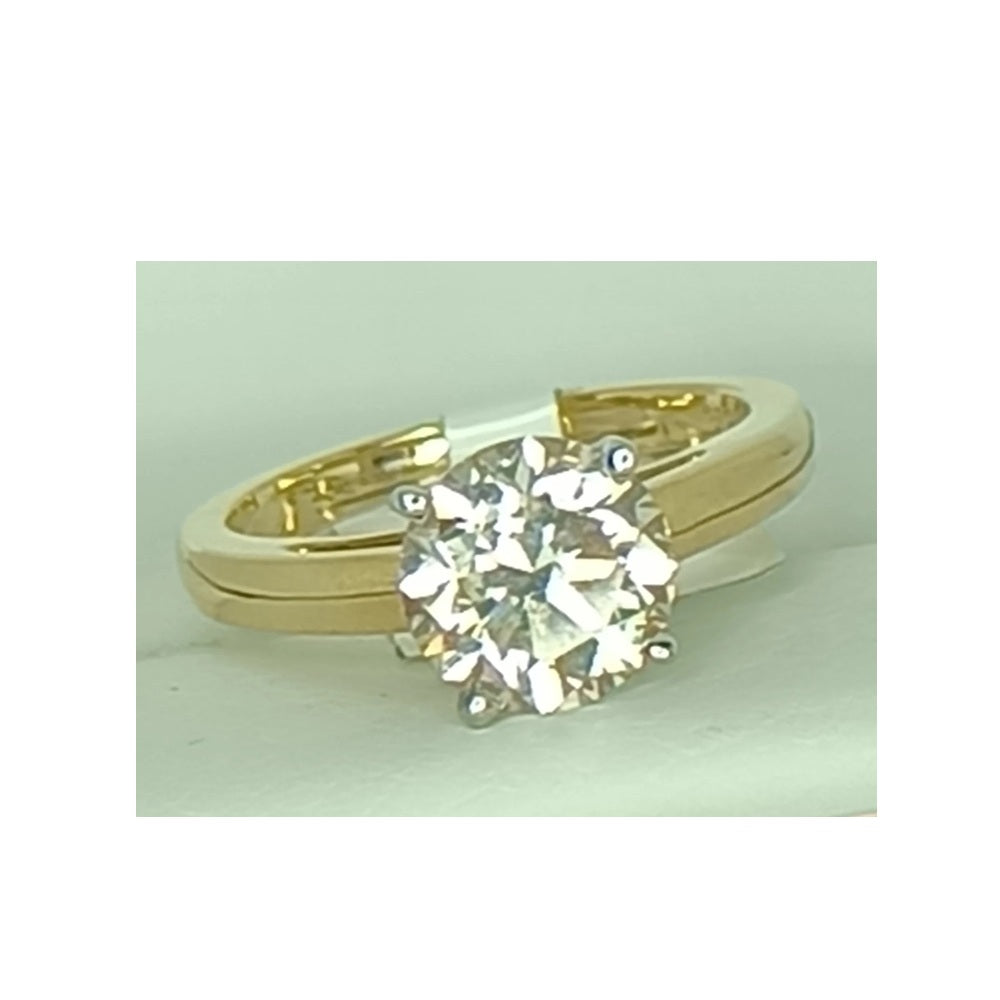 GIA 2.59 ct. Natural Round Diamond Solitaire Ring in 10k Yellow Gold