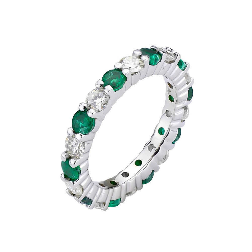 2.00 ct. Natural Emeralds & Diamonds Eternity Band in 14k White Gold