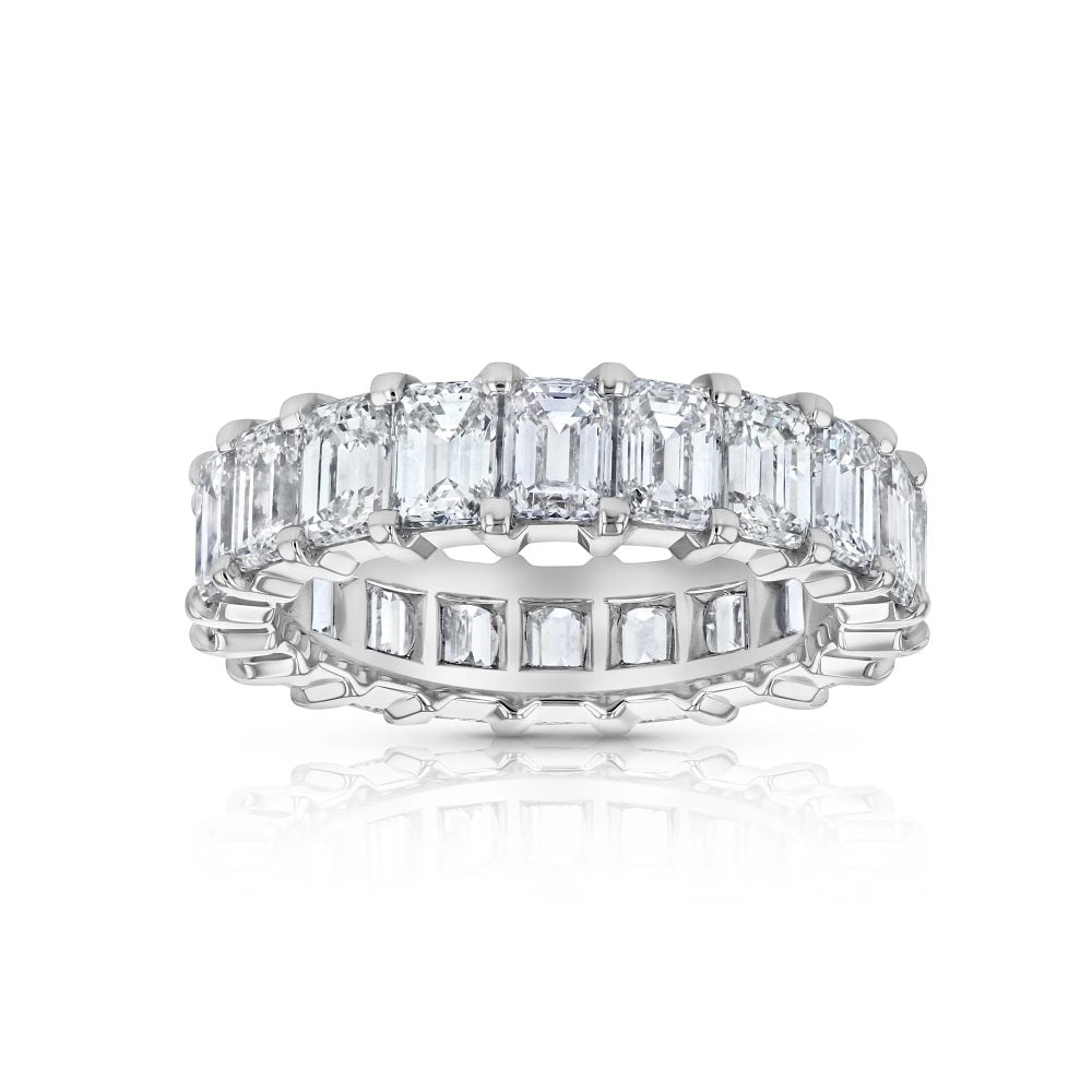 6.13 ct. Emerald Cut Natural Diamonds Eternity Band in 18k White Gold