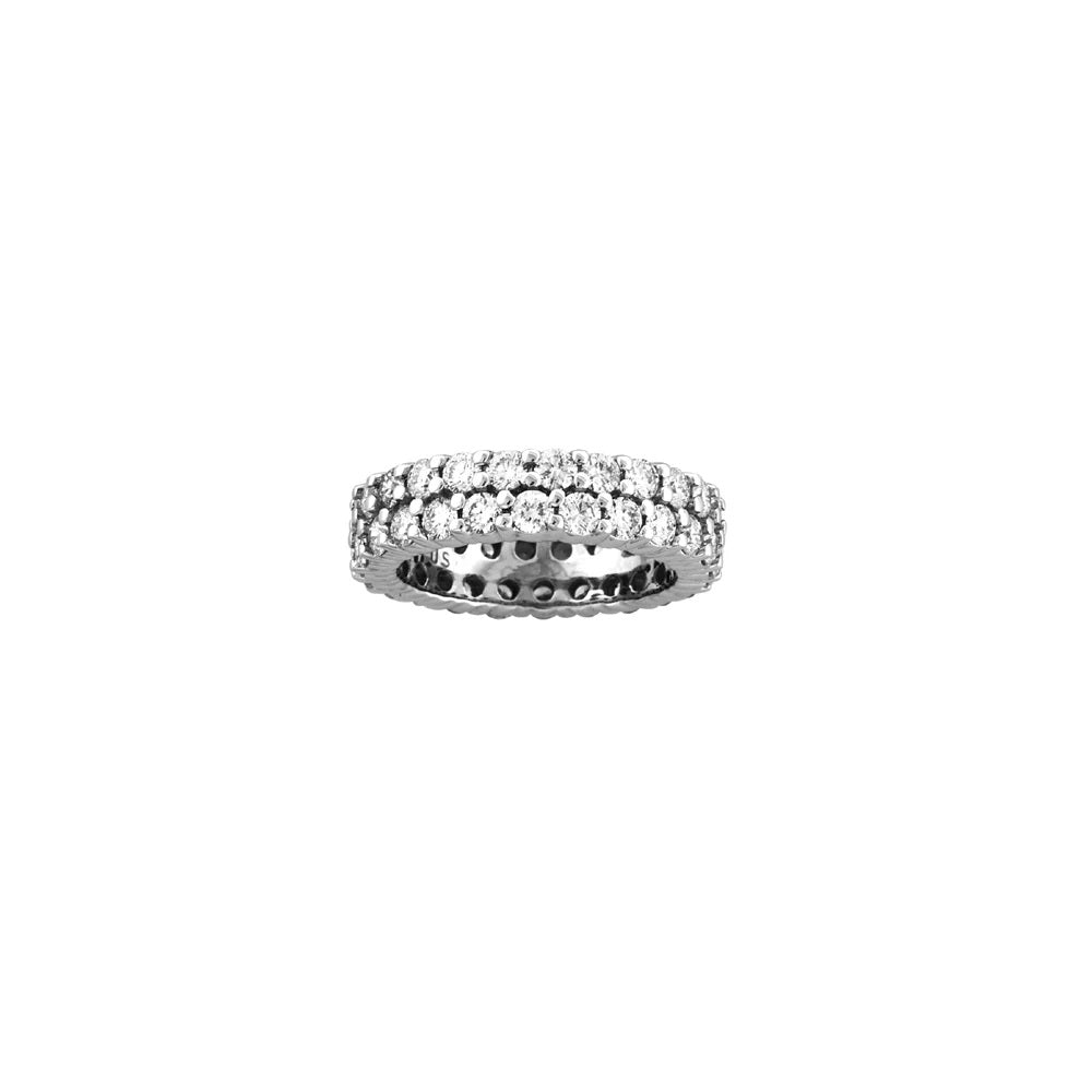 3.00 ct. Two Row All Around Natural Round Diamonds Eternity Band in 14k White Gold
