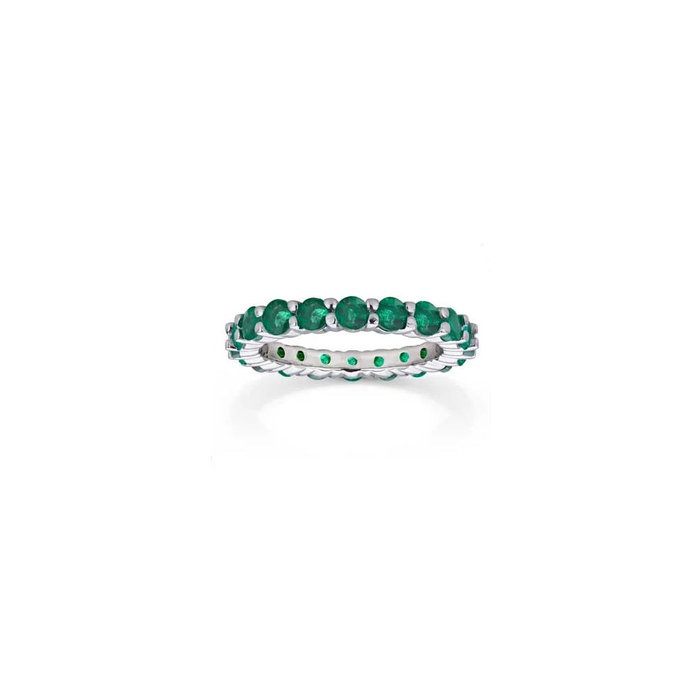2.20 ct. Natural Emeralds Eternity Ring in 14k White Gold
