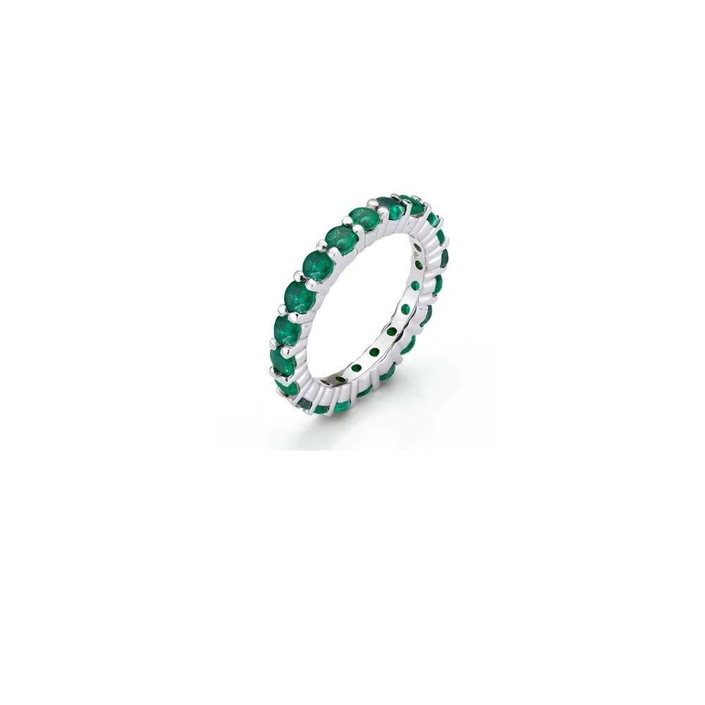 2.20 ct. Natural Emeralds Eternity Ring in 14k White Gold