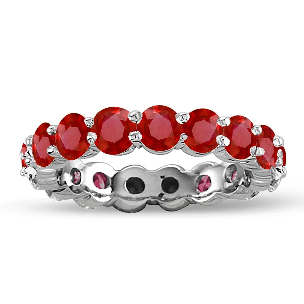 2.75 ct. Natural Heated Rubies Eternity Ring in 14k White Gold