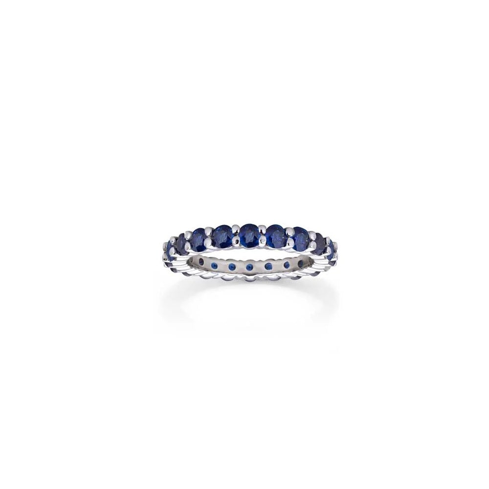 2.75 ct. Natural Blue Sapphires Eternity Ring in 14k White Gold