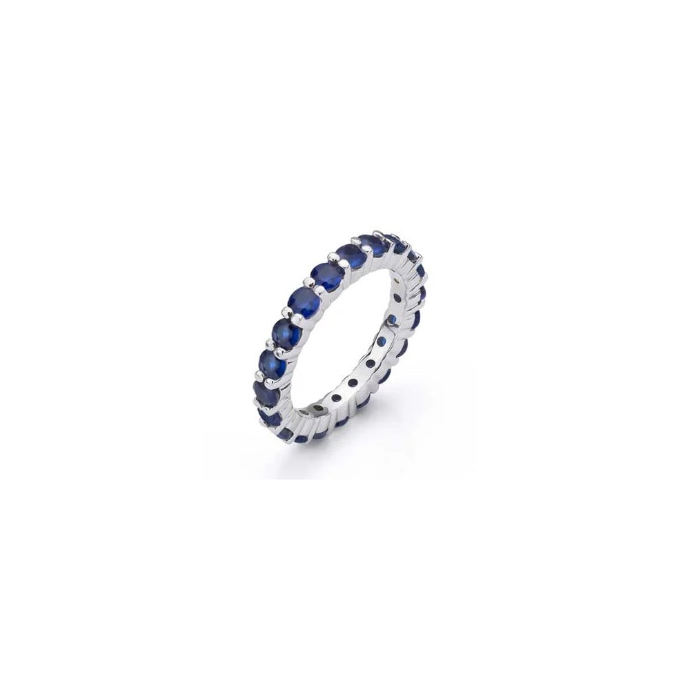 2.75 ct. Natural Blue Sapphires Eternity Ring in 14k White Gold