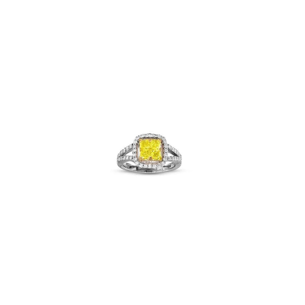 1.33 ct. Natural Fancy Yellow Diamond Ring in 18k Yellow & White Gold