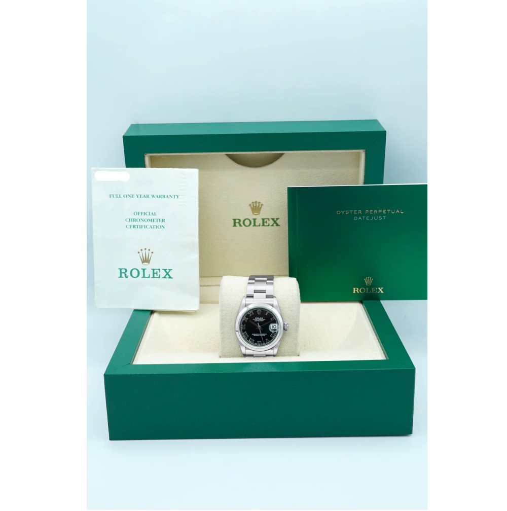 Rolex 178240 Datejust 31 mm Smooth Bezel Black Roman Dial Oyster Bracelet Complete Set 2002