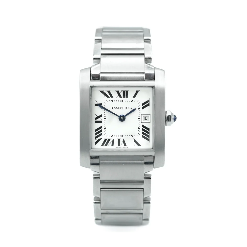 Cartier W51011Q3 Tank Francaise White Roman Dial Quartz Movement Stainless Steel Complete Set 2012