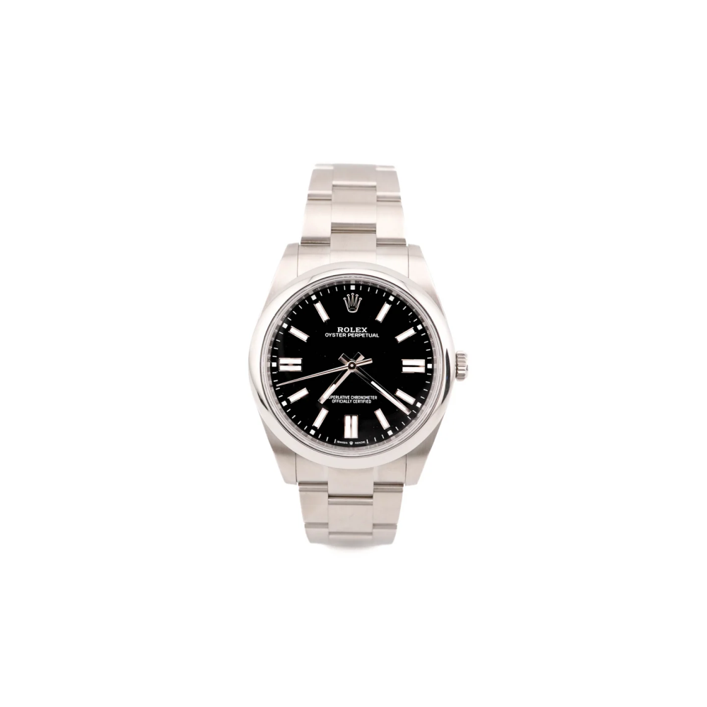 Rolex 124300 Oyster Perpetual 41 mm Smooth Bezel Black Oyster Bracelet Dial Complete Set 2024