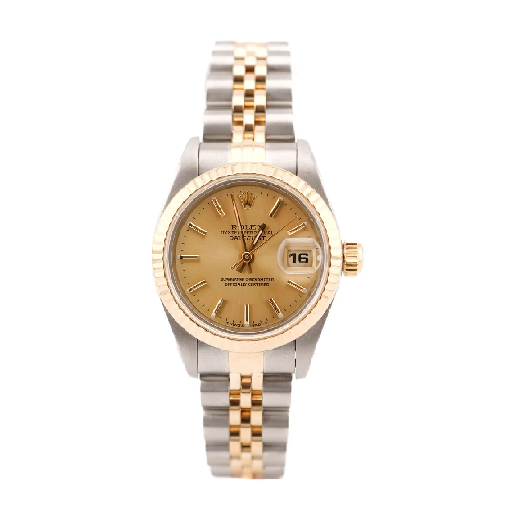 Rolex 69173 Lady-Datejust 26 mm Champagne Index Dial Jubilee Bracelet Complete Set 1997