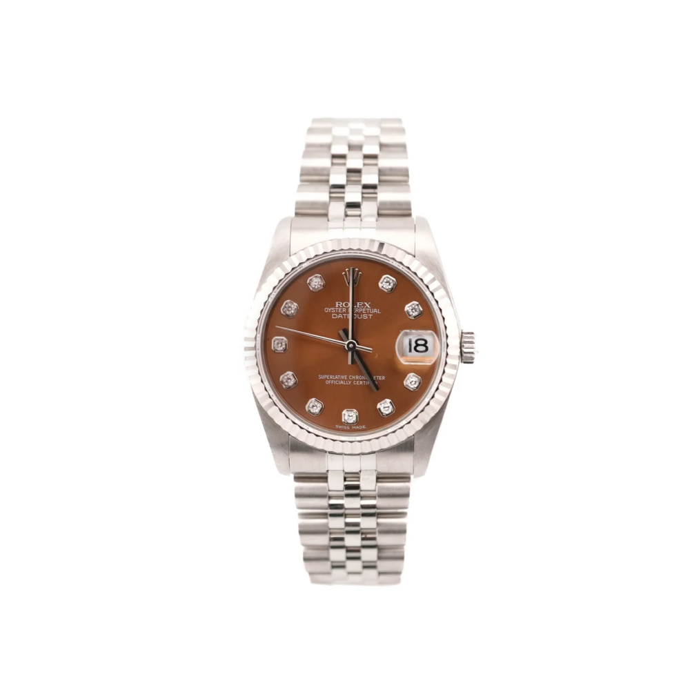 Rolex 178274 Datejust 31 mm Fluted Bezel Brown Diamond Dial Jubilee Bracelet Complete Set 2005